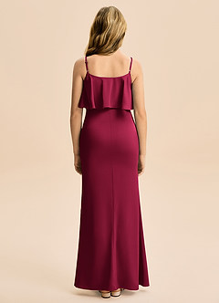 Azazie Galene Junior Syrena Satyna elastyczna Długość podłogi Młodsza druhna Sukienka image2