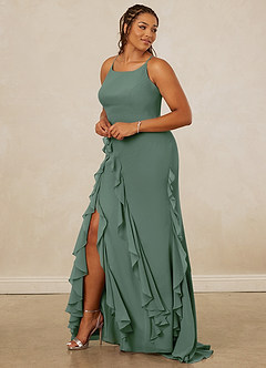 Christian Siriano Bridal for Azazie 1006 Bridesmaid Dresses Eucalyptus Mermaid Ruched Chiffon Dress image11