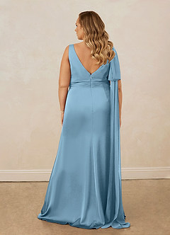 Christian Siriano Bridal for Azazie 1011 Bridesmaid Dresses Steel Blue Mermaid Bow Stretch Satin Dress image19