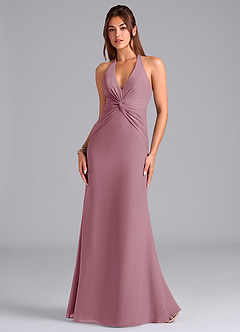 Azazie Valerie Bridesmaid Dresses Vintage Mauve Mermaid Pleated Chiffon Dress image4