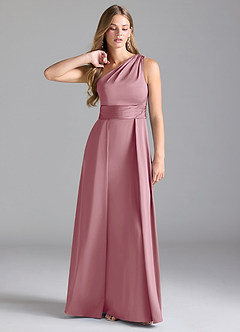 Azazie Dallas Bridesmaid Dresses Vintage Mauve A-Line One Shoulder Stretch Satin Dress image1