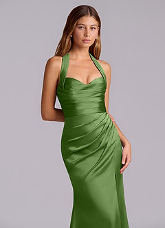 Azazie Destiny Bridesmaid Dresses Basil Mermaid Sweetheart Neckline Stretch Satin Dress image5