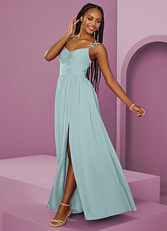 Barbie ♥ Azazie Bridesmaid Dresses Mist A-Line Pleated Chiffon Dress image13