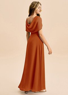 Azazie Emma Junior Robe Trapèze en Mousseline de soie Plissée Paprika image6