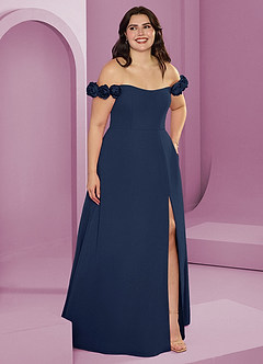 Barbie ♥ Azazie Bridesmaid Dresses Dark Navy A-Line Off the Shoulder Chiffon Convertible Dress image11