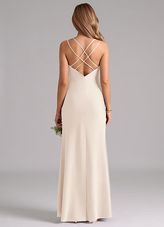 Azazie Suttona Bridesmaid Dresses White Alabaster A-Line Pleated Stretch Satin Dress image3