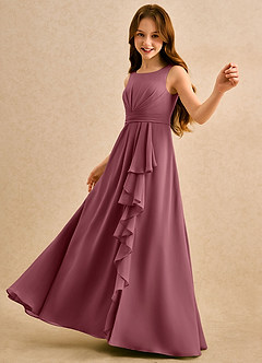 Azazie Chibi Girls Formal Flower Girl Dresses Desert Rose A-Line Pleated Chiffon Dress image5