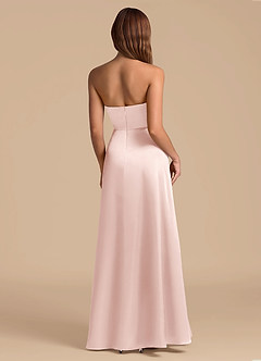 Azazie Wren 신부 들러리 드레스 A라인 스트랩리스 메탈릭 새틴 바닥 길이 드레스 image2