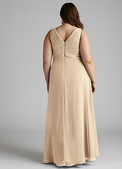 Azazie Flora Bridesmaid Dresses Champagne A-Line Pleated Chiffon Dress image13