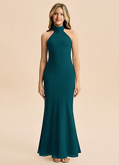Azazie Velli Junior Pine Mermaid High Neck Chiffon Dress image3
