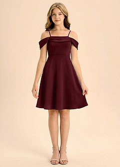 Azazie Anselie Junior Klä av A-Line i Stretch Satin Plisserad image3