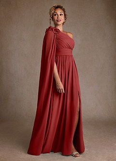 Azazie Lancaster vestidos de madre de la novia Vestido de Óxido de Gasa de Corte en A con Hombro unilateral image3