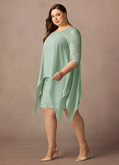 Azazie Flo Mother of the Bride Dresses Agave A-Line Lace Chiffon Dress image4