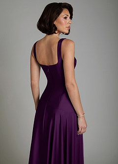 Azazie Reina Robes de demoiselle d'honneur Robe Trapèze en Satin extensible Plissé Grain De Raisin image7
