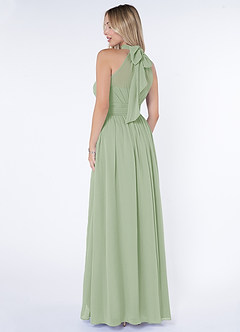 Azazie Iman Brautjungfernkleider A-Linie A-Linie Gerüscht Chiffon Kleid Staubiger Salbeigrün image9