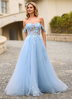 Eleanor Ljusblå 3D Blommig Spetsbalklänning image3