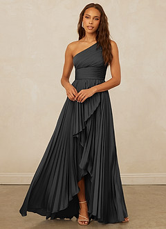 Christian Siriano Bridal for Azazie 1008 Bridesmaid Dresses Pleated One Shoulder Stretch Satin A-line Dress image5