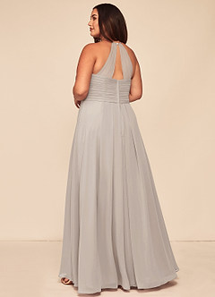 Azazie Ginger Bridesmaid Dresses Frost A-Line Halter Pleated Chiffon Dress image10