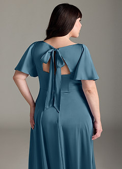 Azazie Kimber Bridesmaid Dresses Bermuda A-Line Ruched Stretch Satin Dress image12