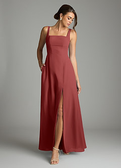 Azazie Debra Bridesmaid Dresses Terracotta A-Line with Pockets Chiffon Convertible Dress image4