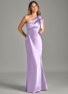 Azazie Yuanna Brudtärnklänningar Klä av Sjöjungfru i Metallisk satin Ena axeln Lila image5