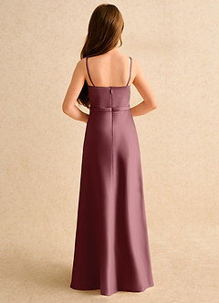 Azazie Fishie Girls Formal Abiti da Ragazza di Fiori Abito A-Line in Raso Opaco Rosa Del Deserto image7