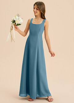 Azazie Lambie Junior Abito A-Line in Chiffon Plissettato Bermuda image7