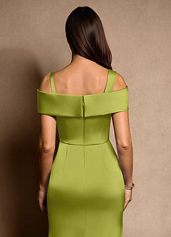 Azazie Altonia Kleider für die Brautmutter Meerjungfrau-Linie Schulterfrei Stretch-Satin Kleid Zitronengras image7