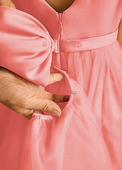 Azazie Pumpkin Flower Girl Dresses Coral A-Line Convertible Tulle Dress image5
