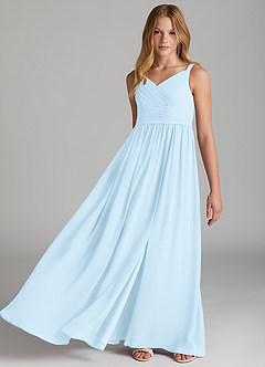 Azazie Chanel Junior Sky Blue A-Line Sweetheart Neckline Chiffon Dress image2