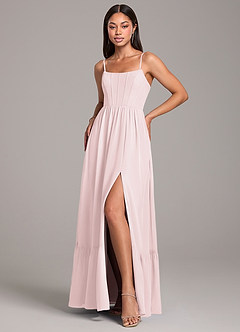 Azazie Kailee Bridesmaid Dresses Blushing Pink A-Line with Pockets Chiffon Dress image5