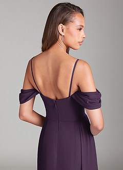 Azazie Amyra Bridesmaid Dresses Plum Sheath Off the Shoulder Chiffon Convertible Dress image8