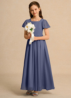 Azazie Joss Flower Girl Dresses Stormy A-Line with Sleeves Chiffon Dress image12