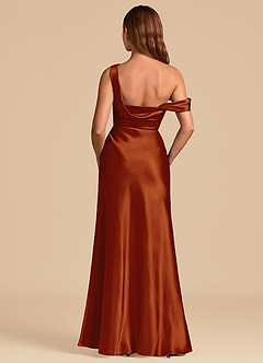 Azazie Madelyn 신부 들러리 드레스 인어 오프 더 숄더 메탈릭 새틴 바닥 길이 드레스 image6