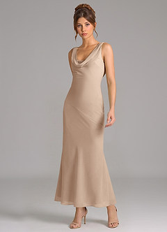 Azazie Rylina 신부 들러리 드레스 인어 주름진 쉬폰 발목 길이 드레스 image5