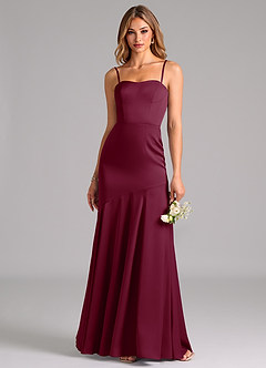 Azazie Shiloh Bridesmaid Dresses Mulberry Mermaid Strapless Stretch Satin Convertible Dress image2
