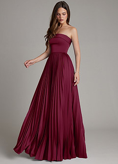 Azazie Mariana Bridesmaid Dresses Mulberry A-Line Pleated Stretch Satin Dress image7