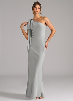 Azazie Capri Robes de demoiselle d'honneur Robe Sirène en Satin extensible Ue épaule Argent image3