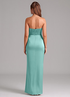 Azazie Jamie Bridesmaid Dresses Aqua A-Line Strapless Stretch Satin Convertible Dress image2