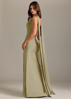 Azazie Kinsley Bridesmaid Dresses Moss Green Mermaid Side Slit Stretch Satin Dress image6