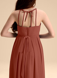 Azazie Arianthe Junior Abito A-Line in Chiffon Plissettato Auburn image8