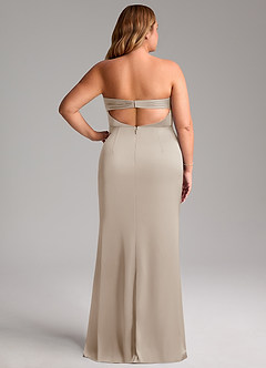 Azazie Leonis Robes de demoiselle d'honneur Robe Sirène Convertible en Satin extensible Plissée Givre image10