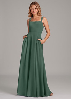 Azazie Shaude Bridesmaid Dresses Sea Moss A-Line Pleated Chiffon Dress image1