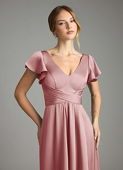Azazie Omari Bridesmaid Dresses Dusty Rose A-Line Stretch Satin Dress image6