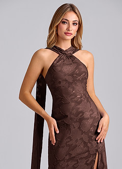 Azazie Kinsley Final Sale Black Mermaid Pleated Floral Burnout Dress image7
