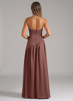 Azazie Adeline Bridesmaid Dresses Espresso A-Line Strapless Stretch Satin Convertible Dress image5
