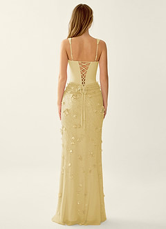 Belinda Yellow 3D Flowers Corset Lace Up Back Mermaid Prom Dress image2