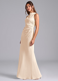 Azazie Evadne Bridesmaid Dresses White Alabaster A-Line Pleated Chiffon Dress image1
