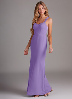 Azazie Denice Bridesmaid Dresses Tahiti Sheath Pleated Chiffon Dress image3