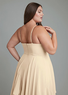 Azazie Zaina Bridesmaid Dresses Champagne A-Line Chiffon Dress image7